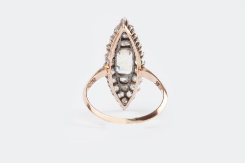 A MARQUISE ROSE DIAMOND AND QUARTZ CUT EARLY VICTORIAN RING - ADDITIONAL PHOTO 1