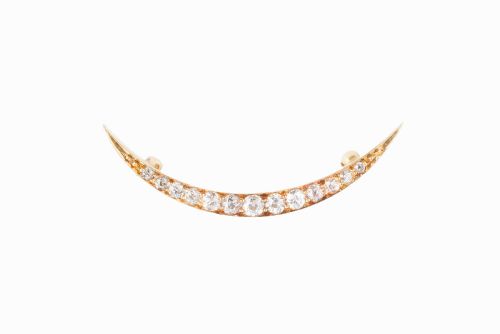 a tiffany antique diamond crescent brooch - CATEGORY: ANTIQUE JEWELLERY - DATED EDWARDIAN