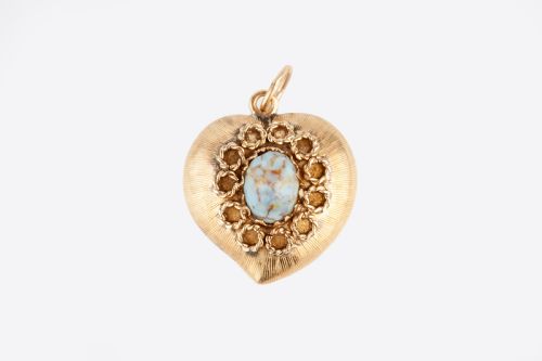 a turquoise 18ct gold antique heart - CATEGORY: ANTIQUE JEWELLERY - DATED EDWARDIAN