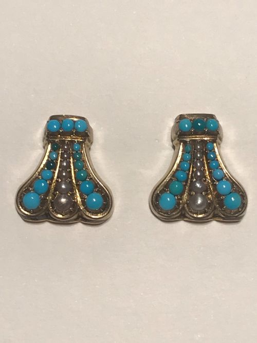 TURQUOISE AND PEARL EDWARDIAN EARRINGS - ADDITIONAL PHOTO 1
