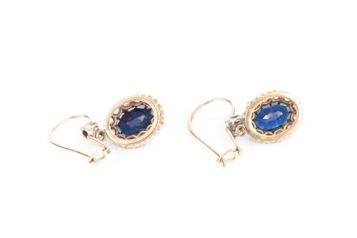 SAPPHIRE AND DIAMOND VICTORIAN EARRINGS - ADDITIONAL PHOTO 3