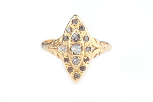 a navette shaped victorian diamond ring - CATEGORY: ANTIQUE JEWELLERY - DATED VICTORIAN