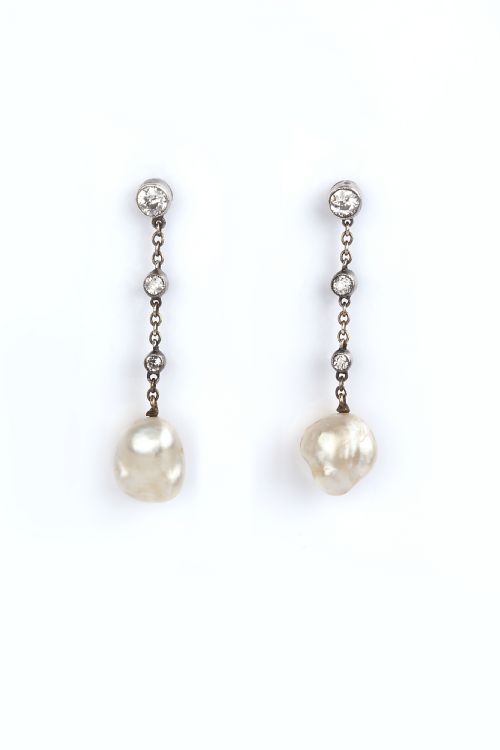 natural pearl edwardian earrings - CATEGORY: ANTIQUE JEWELLERY - DATED EDWARDIAN