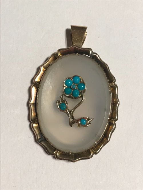 an edwardian turquoise and gold penant - CATEGORY: ANTIQUE JEWELLERY - DATED EDWARDIAN