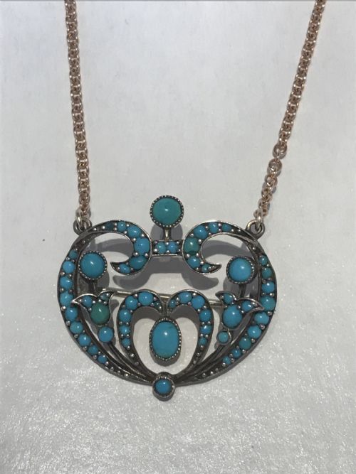 an edwardian turquoise pendant - CATEGORY: ANTIQUE JEWELLERY - DATED EDWARDIAN