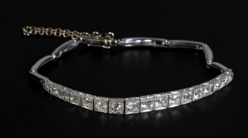 antique diamond edwardian 18ct gold bracelet - CATEGORY: ANTIQUE JEWELLERY - DATED EDWARDIAN
