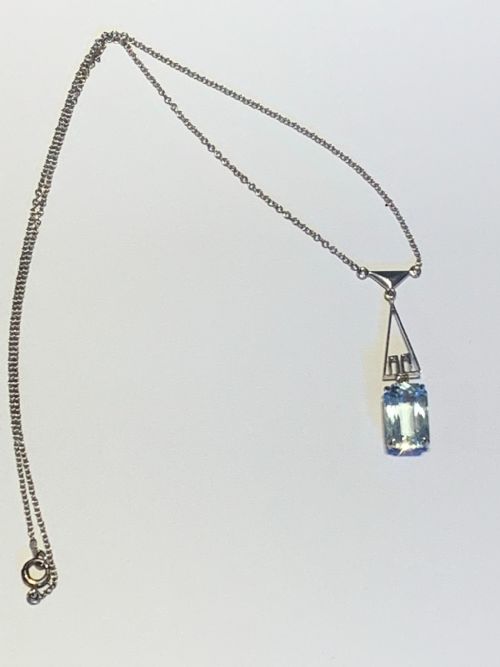 ART DECO AQUAMARINE PENDANT - ADDITIONAL PHOTO 1
