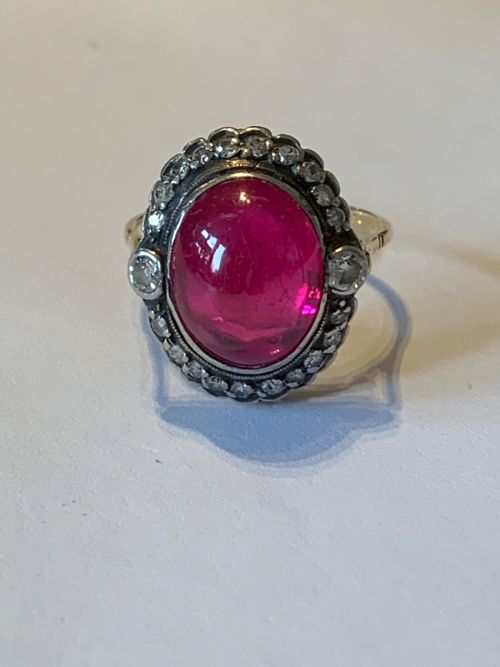 EDWARDIAN RUBY AND DIAMOND 18CT GOLD RING - ADDITIONAL PHOTO 1