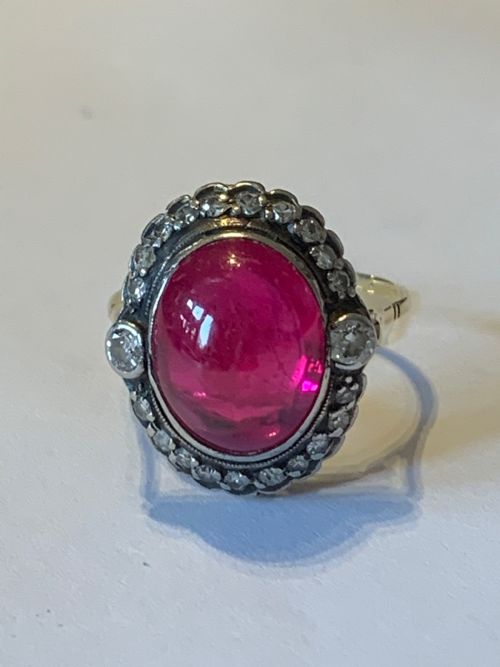 EDWARDIAN RUBY AND DIAMOND 18CT GOLD RING - ADDITIONAL PHOTO 3