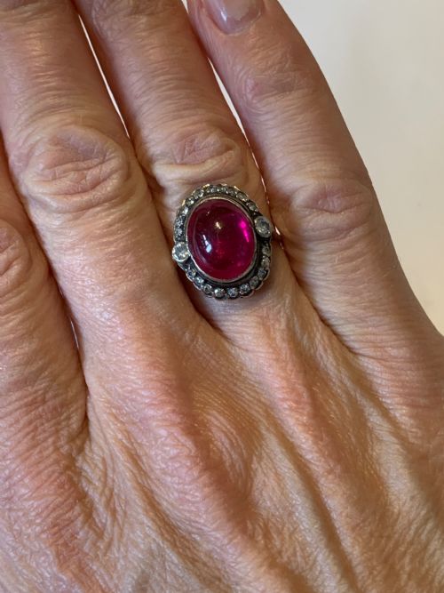 EDWARDIAN RUBY AND DIAMOND 18CT GOLD RING - ADDITIONAL PHOTO 5
