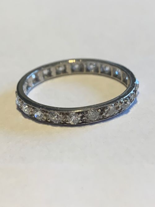 PLATINUM ANTIQUE 1CT DIAMOND ETERNITY RING - ADDITIONAL PHOTO 5