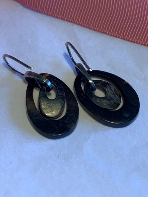 TORTOISESHELL ANTIQUE VICTORIAN EARRINGS - ADDITIONAL PHOTO 4