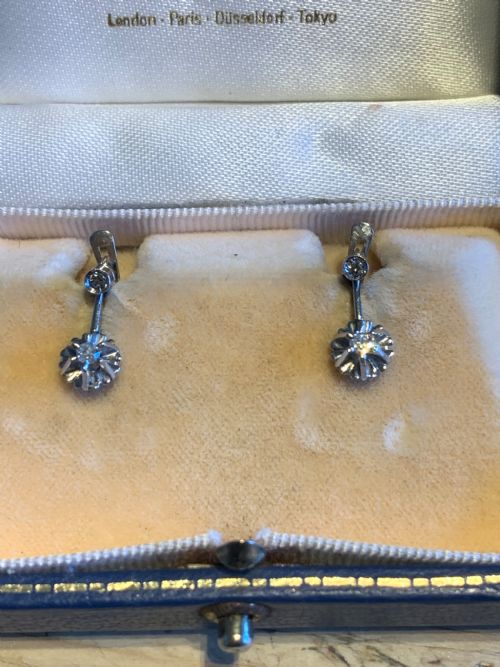 diamond mid century earrings - CATEGORY: ANTIQUE JEWELLERY - DATED 1950