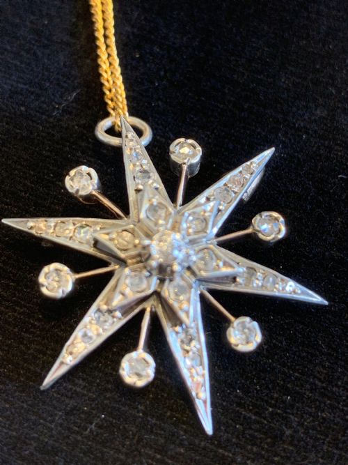 ANTIQUE ROSE CUT 9CT GOLD DIAMOND STAR - ADDITIONAL PHOTO 6
