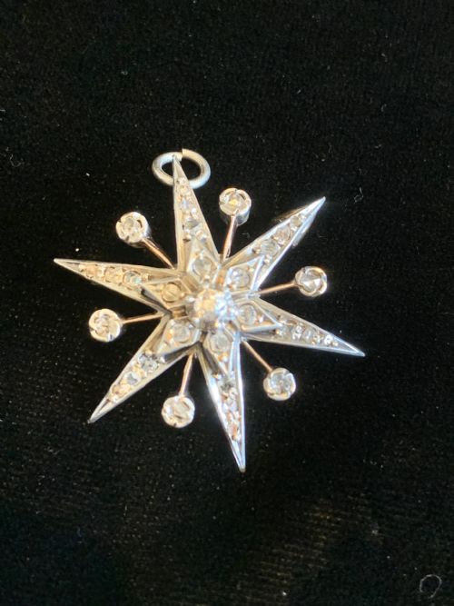 ANTIQUE ROSE CUT 9CT GOLD DIAMOND STAR - ADDITIONAL PHOTO 8