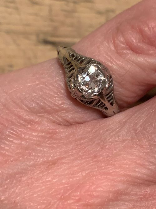 ART DECO OLD CUT DIAMOND RING - ADDITIONAL PHOTO 3