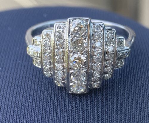 ART DECO STYLE DIAMOND CLUSTER RING - ADDITIONAL PHOTO 1