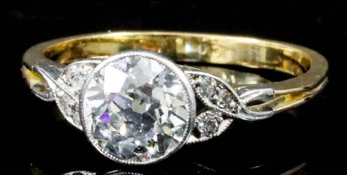 125ct old european cut diamond ring 18ct gold - CATEGORY: ANTIQUE JEWELLERY - DATED 1940