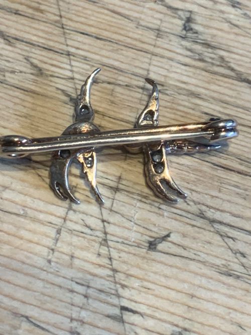 DIAMOND ANTIQUE SWALLOW BROOCH - ADDITIONAL PHOTO 3