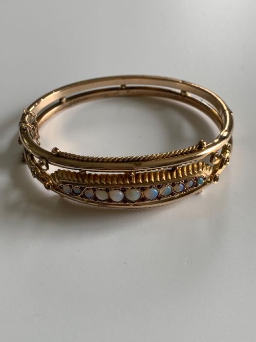 edwardian 9ct opal and ruby bracelet - CATEGORY: ANTIQUE JEWELLERY - DATED EDWARDIAN