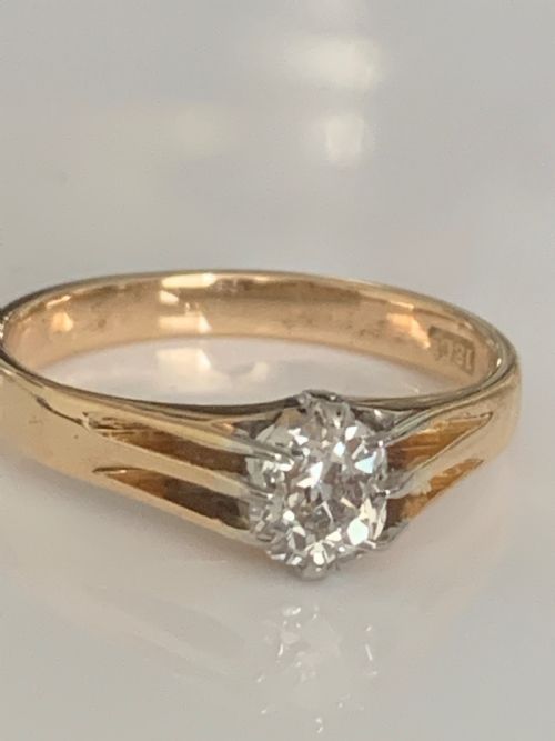 EDWARDIAN SOLITAIRE OLD MINE CUT DIAMOND RING 07CTS - ADDITIONAL PHOTO 2