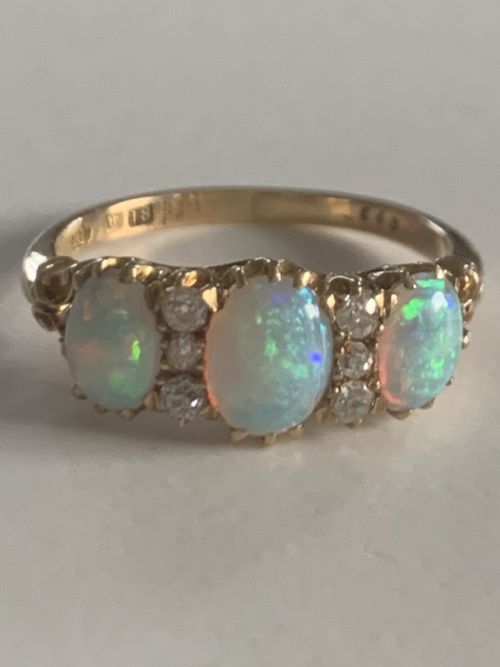 antique opal and diamond victorian ring - CATEGORY: ANTIQUE JEWELLERY - DATED VICTORIAN