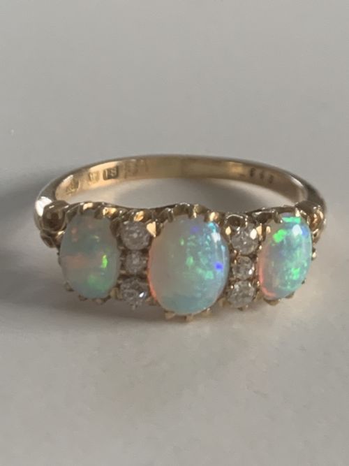 ANTIQUE OPAL AND DIAMOND VICTORIAN RING - ADDITIONAL PHOTO 1