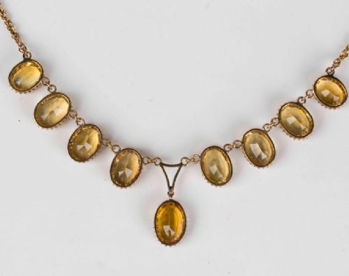 fig 1. Citrine Victorian Necklace 9ct Gold