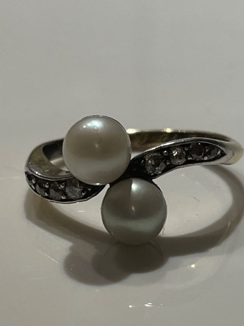 EARLY 20TH CENTURY PEARL AND DIAMOND RING - ADDITIONAL PHOTO 2