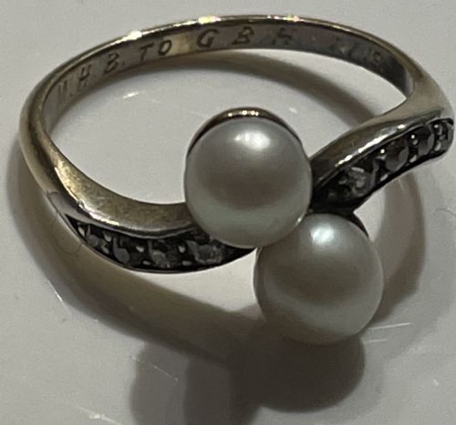 EARLY 20TH CENTURY PEARL AND DIAMOND RING - ADDITIONAL PHOTO 4