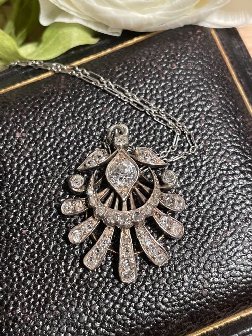 EDWARDIAN PLATINUM DIAMOND PENDANT 130CTS - ADDITIONAL PHOTO 6