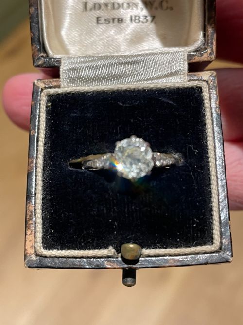 14CT OLD EUROPEAN CUT DIAMOND ENGAGEMENT RING - ADDITIONAL PHOTO 5