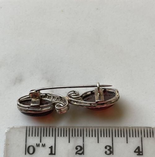 ANTIQUE GARNET AND DIAMOND BROOCH - ADDITIONAL PHOTO 1