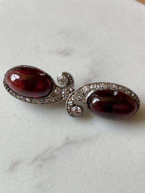 ANTIQUE GARNET AND DIAMOND BROOCH - ADDITIONAL PHOTO 3