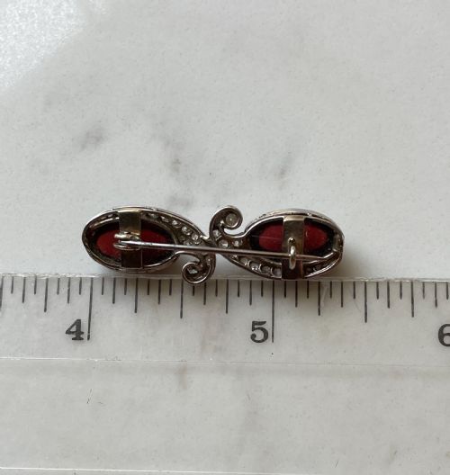 ANTIQUE GARNET AND DIAMOND BROOCH - ADDITIONAL PHOTO 5