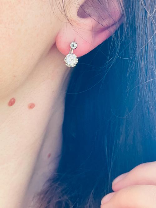 118 OLD ROUND CUT DIAMOND EARRINGS - ADDITIONAL PHOTO 2