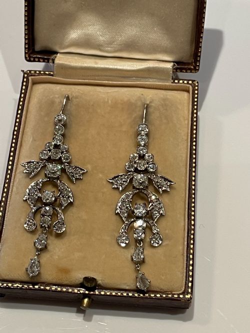 ANTIQUE EARLY 20TH CENTURY DIAMOND OLD EUROPEAN CUT EARRINGS - ADDITIONAL PHOTO 2