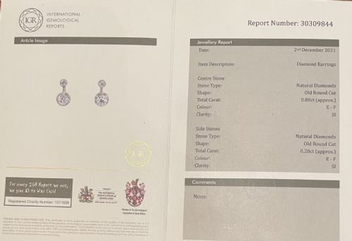 118 OLD ROUND CUT DIAMOND EARRINGS - ADDITIONAL PHOTO 1