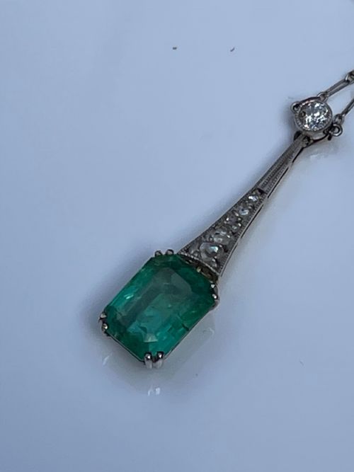 ART DECO EMERALD AND DIAMOND NECKLACE - ADDITIONAL PHOTO 6