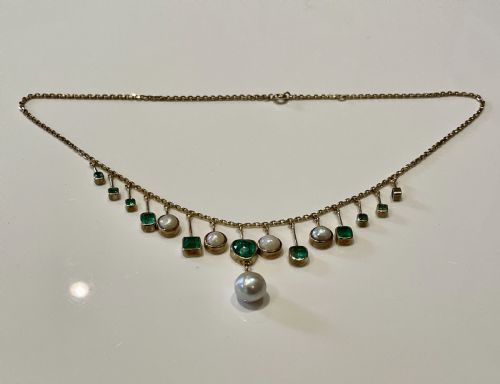 LATE 19TH CENTURY EMERALD AND PEARL NECKLACE - ADDITIONAL PHOTO 1