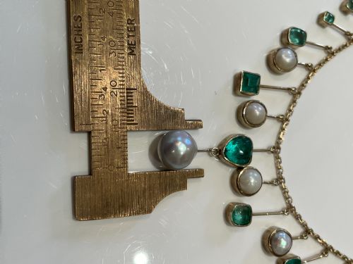 LATE 19TH CENTURY EMERALD AND PEARL NECKLACE - ADDITIONAL PHOTO 2