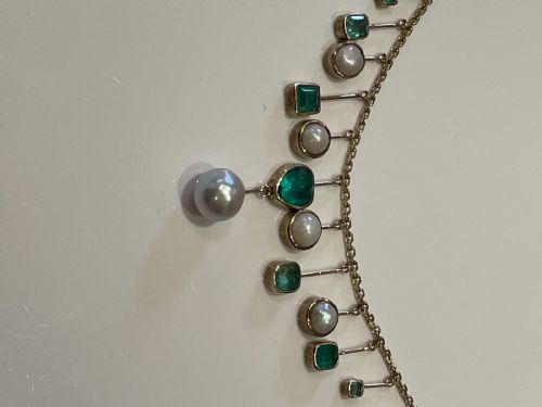 LATE 19TH CENTURY EMERALD AND PEARL NECKLACE - ADDITIONAL PHOTO 5