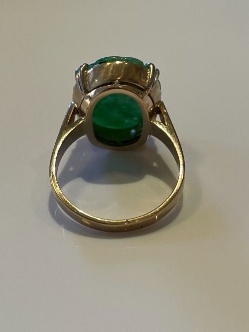 NATURAL JADEITE ART DECO 18CT GOLD RING - ADDITIONAL PHOTO 1