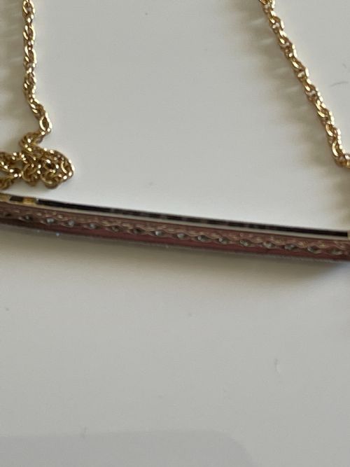 ANTIQUE DIAMOND PLATINUM SET LINE BROOCH NECKLACE - ADDITIONAL PHOTO 2