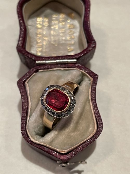 GEORGIAN ROSE CUT DIAMOND AND GARNET RING 18CT - ADDITIONAL PHOTO 1