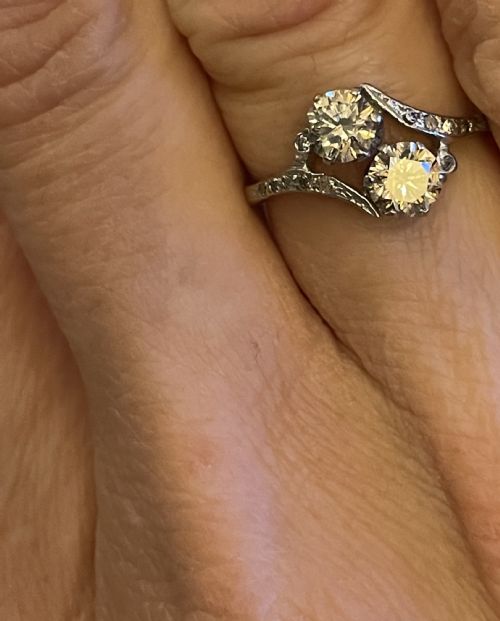 ART DECO PLATINUM MOI ET TOI ENGAGEMENT STYLE RING - ADDITIONAL PHOTO 8