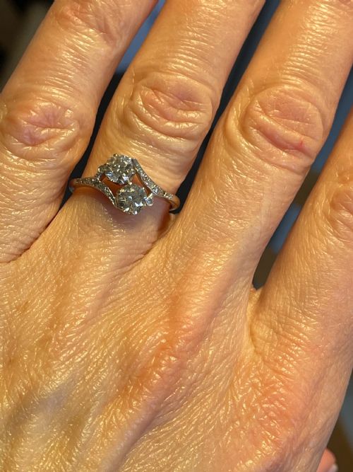 ART DECO PLATINUM MOI ET TOI ENGAGEMENT STYLE RING - ADDITIONAL PHOTO 7