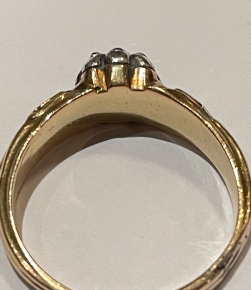 GEORGIAN DIAMOND AND EMERALD RING - ADDITIONAL PHOTO 1