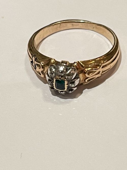 GEORGIAN DIAMOND AND EMERALD RING - ADDITIONAL PHOTO 4