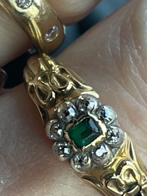 GEORGIAN DIAMOND AND EMERALD RING - ADDITIONAL PHOTO 5
